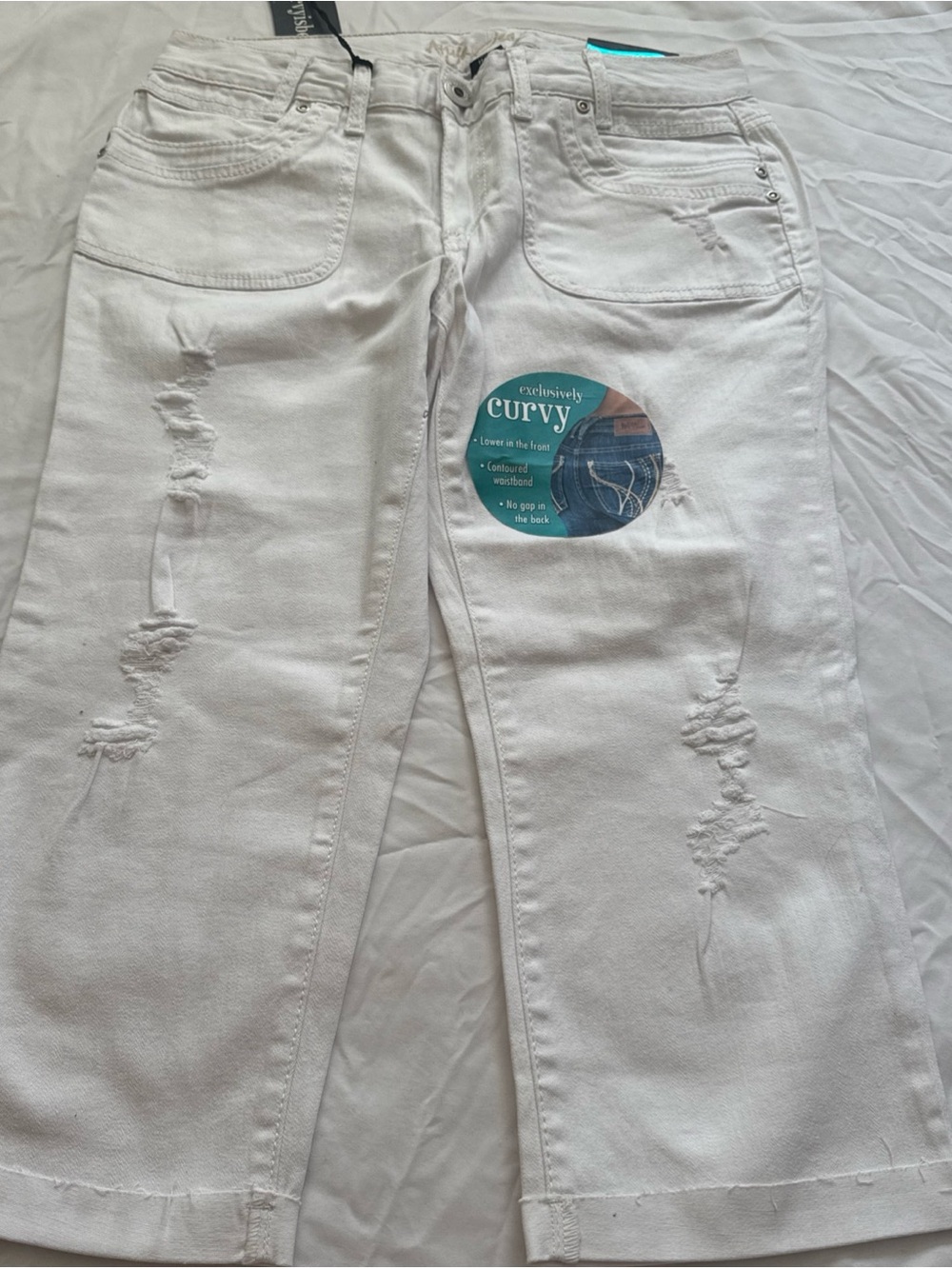 White Distressed Curvy Jeans